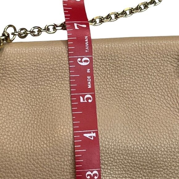 COCCINELLE Crossbody Handbag Leather Tumbleweed Tan Nude Color Gold Hardware - Picture 5 of 12